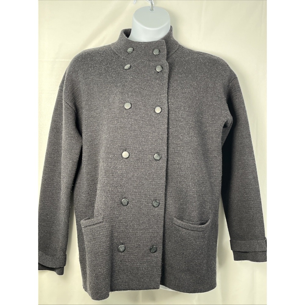 J. Crew Peacoat Women 1X Gray Wool Blend Double Breasted Vintage Dark Academia